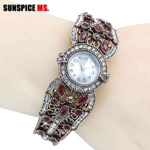 Bracelet Designer Sunspice-ms turc cristal Quartz taille montre Bracelet bijoux pour femmes Antique couleur or numérique Relogio Feminino 2019