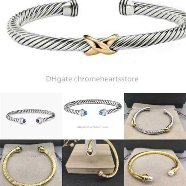 Bracelet Dy Twisted Designer X Câble Top Tendance Cadeaux Femmes Diamant Mode Polyvalent Twist Bracelets Sterling Sier Ensemble de Bijoux Plaqué