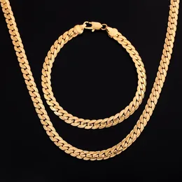 Bracelet boucles d'oreilles collier 925 estampillé couleur argent or 18K 6MM chaîne Bracelets collier pour femmes mode fête cadeaux de mariage