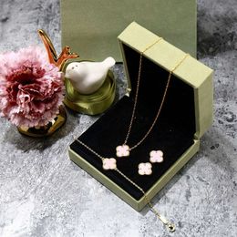 Bracelet Boucles Collier Marque Cleef Oref Oreed Set Fashion Single Flower Agate 18K Gold Clover 4 / Four Designer Womens Bijoux