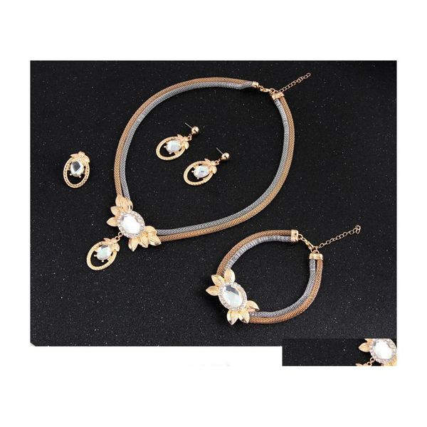 Bracelet boucles d'oreilles collier demoiselle d'honneur ensemble de bijoux de mariage ensembles de bracelets africains comme dubaï or 18 carats livraison directe Dhvow