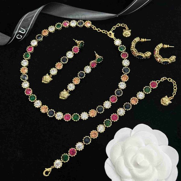 Bracelet, boucles d'oreilles collier designer nouveau Double G lettre couleur bonbon diamant Bracelet tête de tigre gland femme PXSX