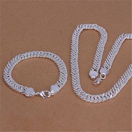 Bracelet Boucles d'oreilles Collier Mode 925 Argent Sterling 10MM Chaîne Pour Hommes Ensembles De Bijoux Colliers Fines Dames Bijoux En Gros Avec 231127