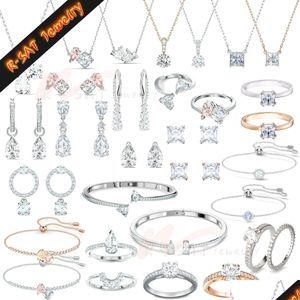 Bracelet, boucles d'oreilles collier collier 2024 nouvelles tendances originales ensembles de bijoux de mariée attirent si rose cristal boucle d'oreille bracelet bague pour otjl7