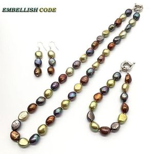 Bracelet, boucles d'oreilles collier paon bleu café jaune merveilleuse couleur baroque véritable perles de culture tour de cou bracelet balancent boucles d'oreilles ensemble pour