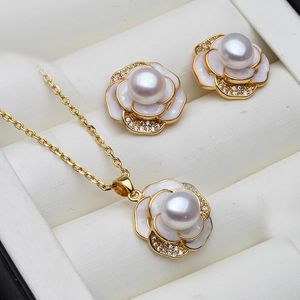 Bracelet boucles d'oreilles collier véritable collier de perles naturelles et boucles d'oreilles ensemble pour les femmes mignon ensemble de perles d'eau douce fiançailles pour les clients blanc noir 231124