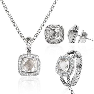 Bracelet, boucles d'oreilles collier bague bijoux ensemble diamants pendentif et boucle d'oreille luxe livraison directe ensembles Dhqud