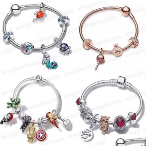 Bracelet, boucles d'oreilles collier avec boîte originale bijoux de créateur bracelet de charme pour femmes pendentif de perle d'araignée bricolage fit Pandoras fer G Dhjgd