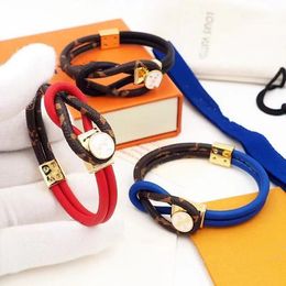 bracelet Mode nouveaux bracelets en cuir pour hommes et femmes de luxe classique perles de couleur croisée corde à main Japon Corée du Sud amateurs chauds ont une boîte