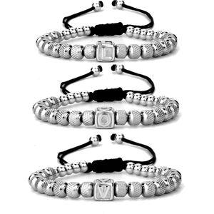 Bracelet réglable pour hommes et femmes, bijoux à main avec lettre de nom initiale, cadeau pour ami, corde de couleur noir et rouge, vente en gros