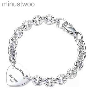 Bracelet pour femmes 925 en argent sterling pendentif en forme de coeur chaîne en forme de O de haute qualité marque de luxe bijoux petite amie cadeau Co 4DTY