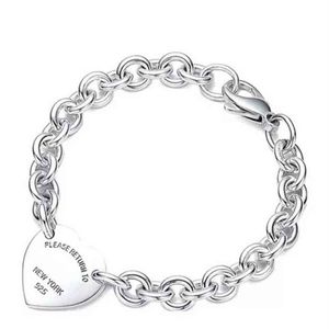 Pulseira para mulheres 925 prata esterlina em forma de coração pingente em forma de o corrente de alta qualidade marca luxo jóias namorada presente co g22372