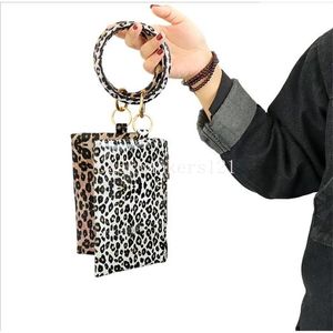 Bracelet porte-clés en cuir, porte-clés de poignet, sac à main, Bracelets léopard, pendentif, pochette pour dame, sacs de transport à main, étui de téléphone