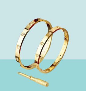 Armbandbrief Bangle schroef armbanden schroevendraaier titanium staal gouden belcher zilver 4cz manchet voor dames heren feest geschenk De6268642