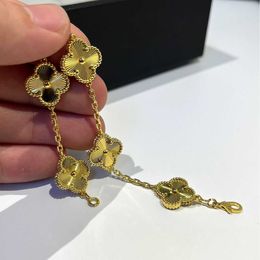 Bracelet Luxury Designer Link Jewellery Chain Vanca Kaleidoscope 18k Gold Van Clover Bracelet avec cristaux étincelants et diamants Cadeau parfait pour les filles Keid