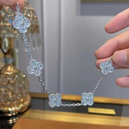 Bracelet Luxury Designer Link Jewellery Chain Vanca Kaleidoscope 18K Gold Van Clover Bracelet avec cristaux étincelants et diamants Cadeau parfait pour les filles PO8X