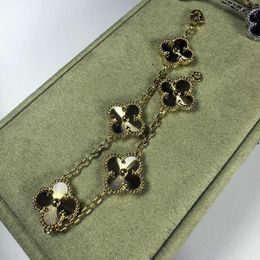 Bracelet Luxury Designer Link Jewellery Chain Vanca Kaleidoscope 18k Gold Van Clover Bracelet avec cristaux étincelants et diamants Cadeau parfait pour les filles WEYW
