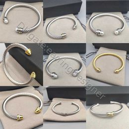 Armband luxe ontwerper Twisted Pearl Head Women Fashion veelzijdige twist armbanden sieraden platina vergulde bruiloft geschenken 5 mm 4 mm dik 7sop