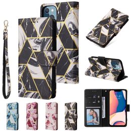 Bracelet magnétique Folio fleur impression téléphone étui pour Samsung Galaxy A13 5G A33 A53 A73 A12 A32 A42 A52 A72 A22 A32lite A51 A71 A21S A31 marbre cuir portefeuille support coque