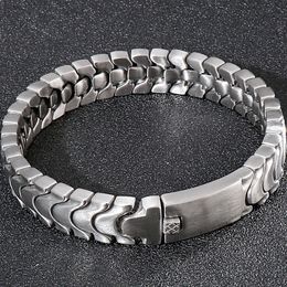 Bracelet hommes 12MM mat en acier inoxydable hommes sur les bandes de main Bracelets bijoux masculins fer Mannen brassard article en gros 240226