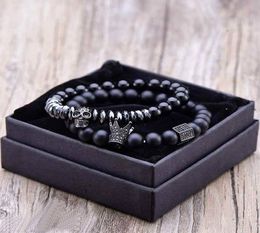 Bracelet Men Accessories Matte Oxyn Stone Beads Skull Erkek Bileklik Set Crown Jewelry Mens Bracelets for Women Pulseras Mujer4989933