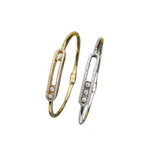 Bracelet Messis Designer Luxe Mode Femmes Netizen Polyvalent Trois Diamants Coulissant Creux Lumière Luxe Et Petit Public Bracelet En Couches De Haute Qualité