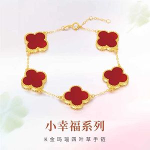 Le bracelet doit être utilisé célèbre mode de créateur 18k cinq fleurs cadeau rouge coloré pour la Saint-Valentin avec Cleefly commun