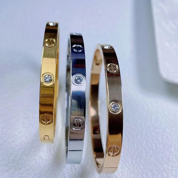 Bracelet Nail Designer Womens Mens en alliage inoxydable Titane en acier plaqué or et Sier Rose Jewelry Diamond Bracelet