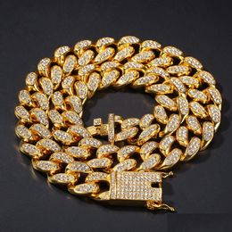 Bracelet Collier Cool Hommes Hip Hop Iced Out 20Mm Largeur Miami Chaîne Cubaine Bijoux Cadeau Drop Delivery Sets Dhuor