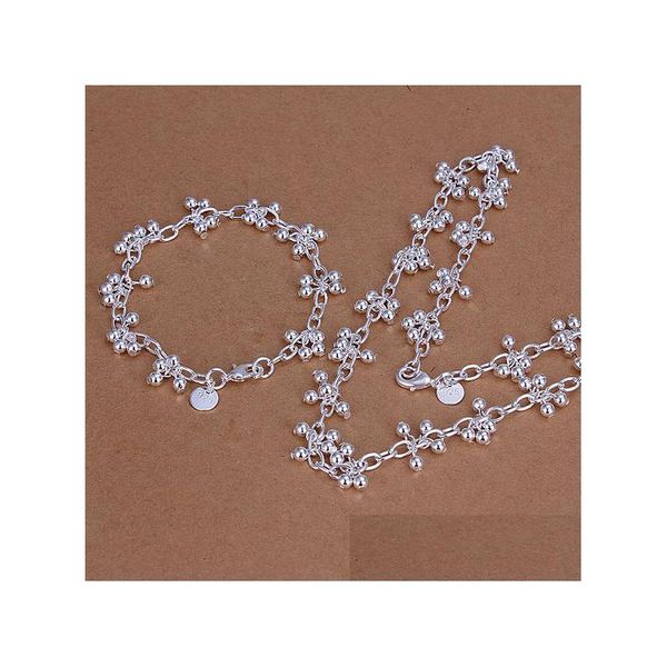 Bracelet Collier Haute Qualité 925 Sterling Sier Soo Raisins Suspendus Pièce Lumineuse Ensemble De Bijoux Dfmss212 Brand New Factory Direct Collier Dhnk3