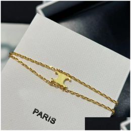 Collier bracelet léger luxe géométrique à double couches en or tendance mode femme charmante bijoux dames chain de collier bracelets ottbq