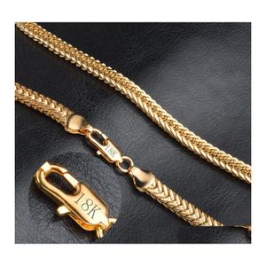 Bracelet Collier De Luxe 6Mm 18K Plaqué Or Serpent Corde Chaînes Bracelet Bracelets Pour Femmes Hommes Mode Ensemble De Bijoux Accessoires Cadeau Otxok