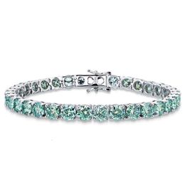 Collar de pulsera Moissanite Naturaleza Joyería de diamantes verdes Sólido 925 Plata de ley 5 mm de ancho Redondo Corte brillante Tenis de diamantes verdes