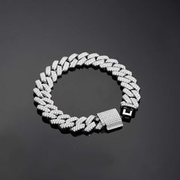 bracelet necklace mossanite Usine En Gros 925 Argent Massif D Couleur VVS Glacé Hip Hop Bijoux Moissanite Diamant Cubain Lien Chaîne Bracelet Hommes