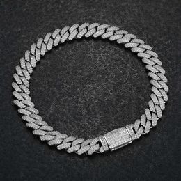 bracelet necklace mossanite Bijoux Hip Hop de luxe 9 mm plaqué or 925 argent sterling Vvs Moissanite diamant glacé bracelet à maillons cubains pour hommes femmes