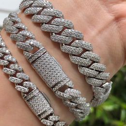 bracelet collier mossanite plaqué or blanc S925 Miami 8mm Moissanite diamant glacé hommes femmes bracelet à maillons cubains prix en Chine