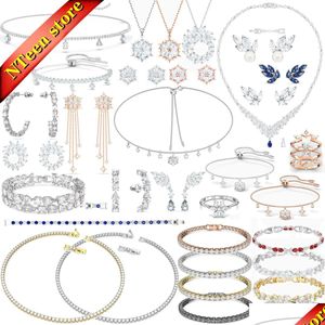 Armband Ketting Sets Xfu Fijne Ladys Sieraden Magische Sneeuwvlok Parelblad Glanzend Kristal Oorbel Cadeau Groothandel Drop Delivery Dhw0F