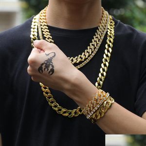 Armband ketting roestvrijstalen kettingen heren 14K vergulde ketens hoge gepolijste miami cuban link punk stoeprand bhga dhgarden dheuj