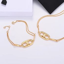bracelet colliers bijoux de créateur 2022 nouveau double nez de cochon collier lumière luxe vintage clavicule chaîne