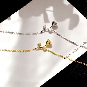 armband kettingen designer sieraden S925 sterling zilver roos symfonie ketting vrouwelijk eenvoudig fonkeling diamant micro-inleg voortreffelijk ontwerp gevoel sleutelbeenketting