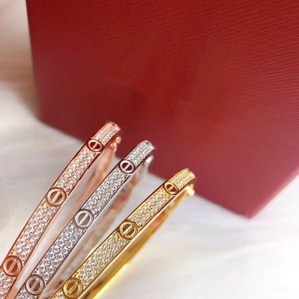 Bracelet en acier inoxydable bracelet diamant en alliage en alliage pour les femmes adore les bijoux rose en argent en or en acier doré bracelets concepteur f0bd # #
