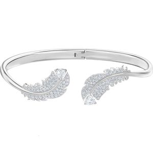 Bracelet Swarovski créateur de luxe mode femmes or argent plume Bracelet femme Swarovski élément cristal Bracelet