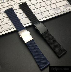 Bracelet Top Quality Black Blue Blue Soft Silicone Watch Watch Band pour Navitimer / Avenger / Strap Bracelet Watchband 24 mm 9507207