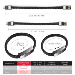 Bracelet Câble de charge USB extérieur en cuir portable mini micro Micro USB Cable de données du chargeur pour iPhone Samsung Huawei Xiaomi Redmi