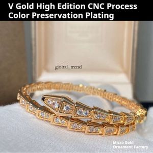 Bracelet V Gold High Version Full Diamond Snake Os Bracelet Bracelet Femme Femme Gold Rose Gold Rose Lumière Luxur Spring Full Diamond Open Bracelet 465