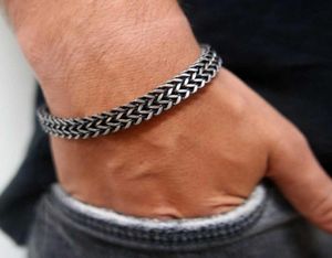 Bracelet vnox vintage oxydé des bracelets à double bordure fraîche oxydés pour hommes en acier inoxydable punk que cubique chaîne mâle mâle pulseira5820707