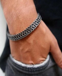 Bracelet vnox vintage oxydé bracelets à double bordure fraîche pour hommes pour hommes en acier inoxydable punk que cubique chaîne mâle mâle pulseira9468654