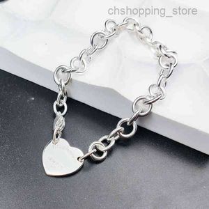 Bracelet Femme En Argent Sterling 925 Pendentif En Forme De Coeur Chaîne En Forme De O Haute Qualité Marque De Luxe Bijoux Petite Amie Cadeau Co G220510ogbl