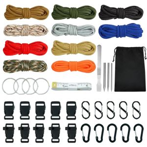 Bracelets 10 couleurs 5m 550 Kits de corde de paracord Crafting Combo Survival Cordon de parachute fabriquant des bracelets paracord