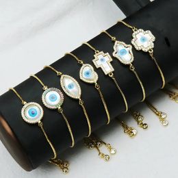 Armbanden 10 stuks, natuurlijke schelp oogsteen armbanden Dainy sieraden voor vrouwen 18K vergulde ogen charmes armband voor vrouwen 40182
